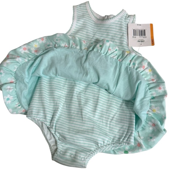 Little Me NWT Mint Floral Bubble Dress & Hat Baby Girl 12M - Picture 7 of 11